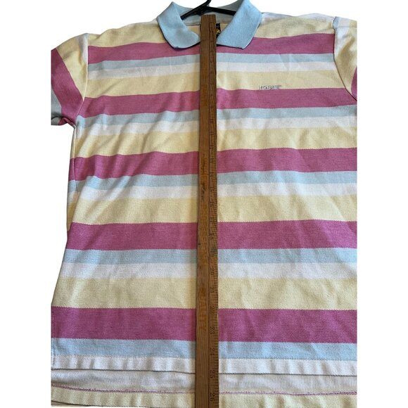 Vintage Hobie Polo‎ Shirt Pink/Blue/Yellow Size Large - Picture 4 of 4